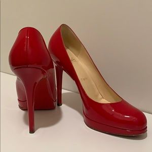 Red Patent Christian Louboutin platform pumps